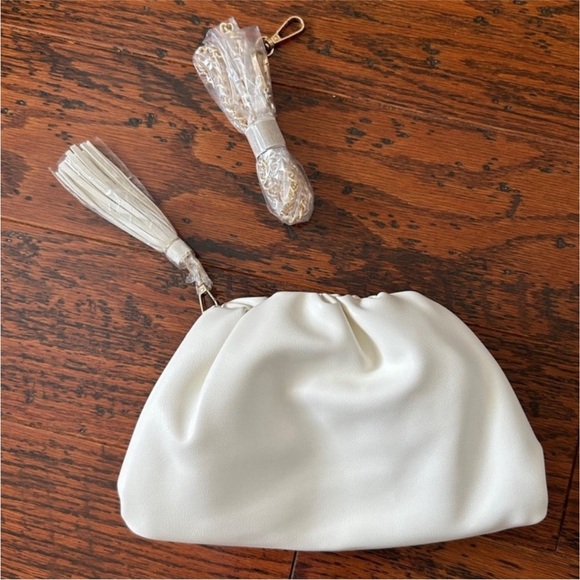 Understated Leather Ivory Crescent Clutch for Curateur - OS - Picture 9 of 13